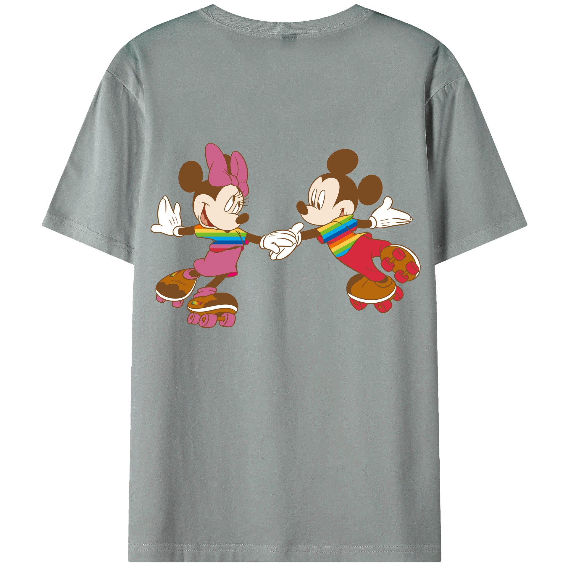 ミッキーマウス Mickey Mouse 綿100％ メンズ半袖Tシャツ（バックプリント） 通気性